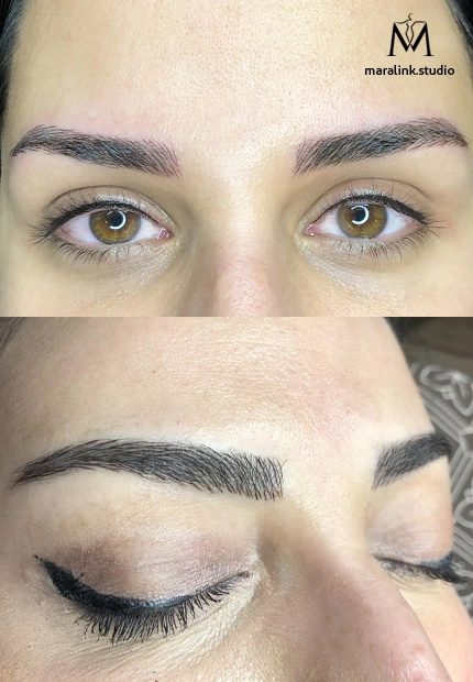Before and after eyebrow microblading results by Maral in Richmond Hill